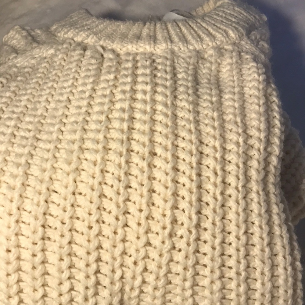 Oversized beige thick knit crew neck.
